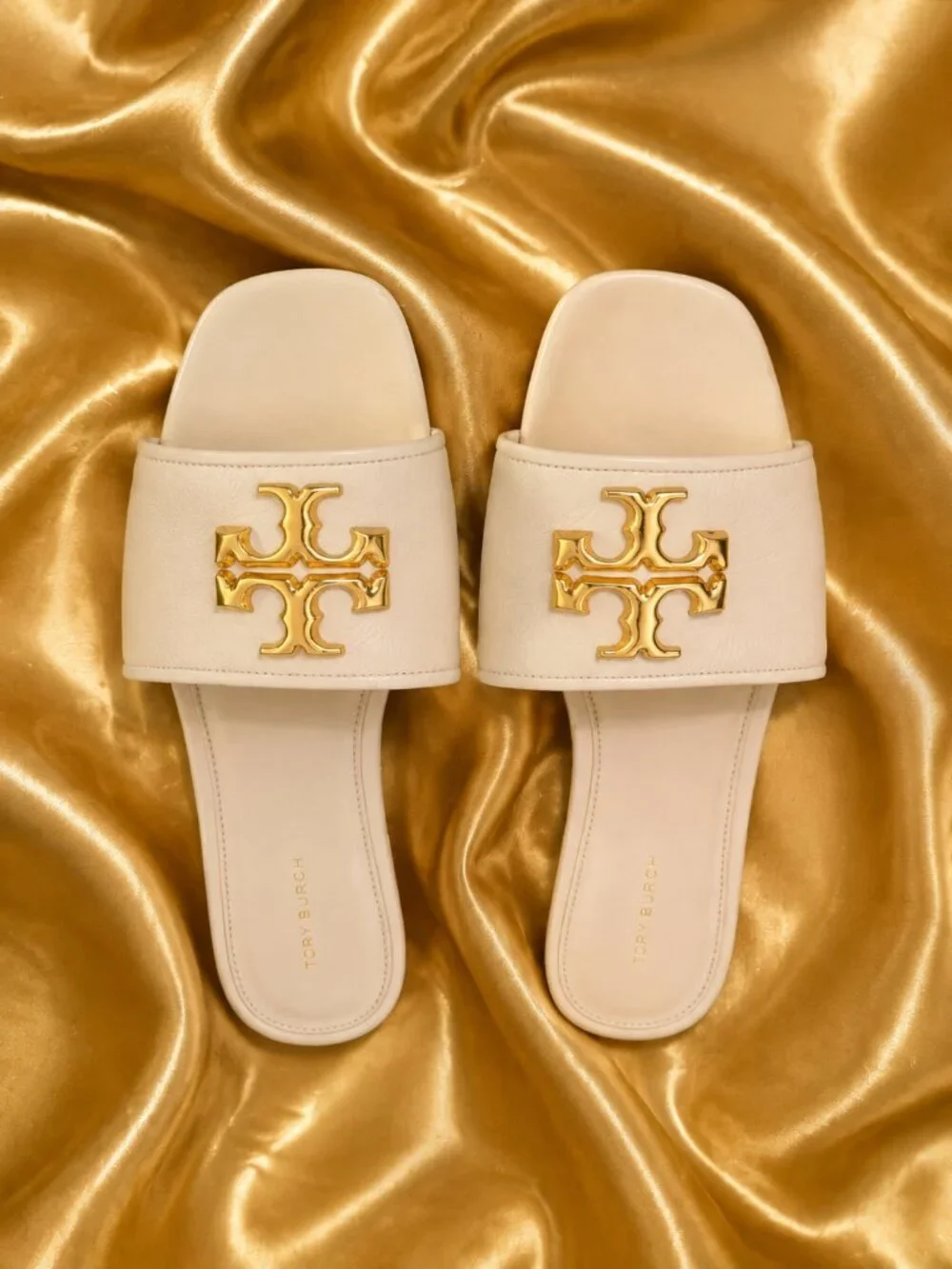 LIKE NEW Tory Burch Eleanor Slides Cream/Gold